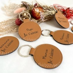 Porte-clé personnalisé "Je t’aime" – Similicuir gravé
