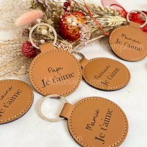 Porte-clé personnalisé "Je t’aime" – Similicuir gravé