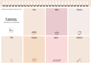 Planning des repas de la semaine rose