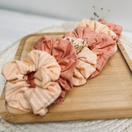 2 superbes chouchous orange faits main