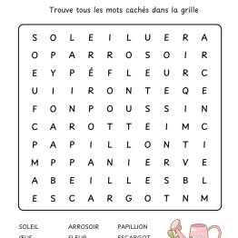 Printemps mots mêlés fiche d’activité CE1, CE2