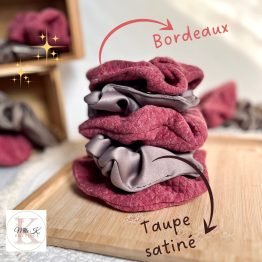 Chouchou Élégance Bordeaux & Taupe Satiné