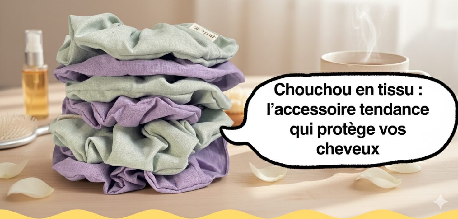 chouchou en tissu m'accessoire tendance qui protège vos cheveux